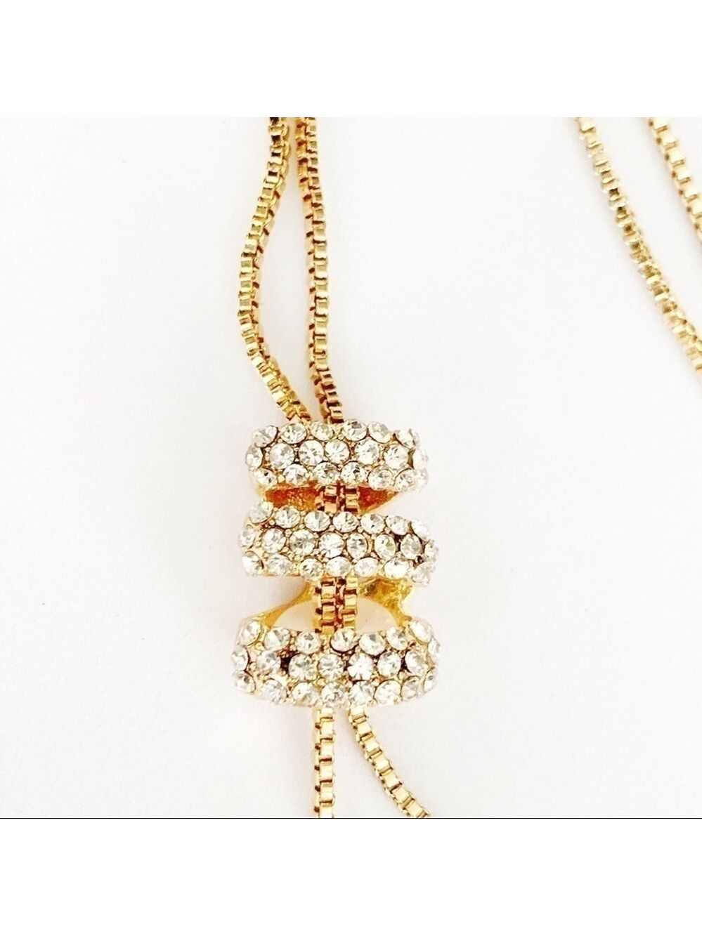 NEW-CRYSTAL Rows Movable/Adjustable/ Pearls Chain - Picture 4 of 8